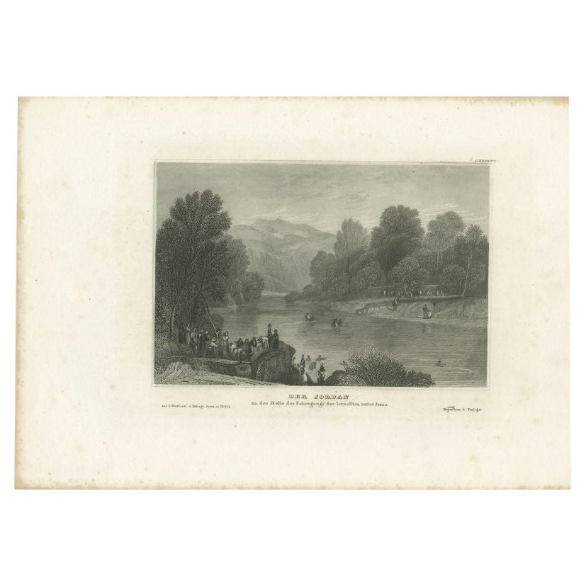 Antique Print of the Jordan River by Meyer, 1837 For Sale