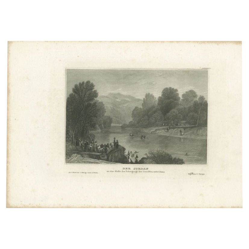 Stampa antica del fiume Giordano di Meyer, 1837
