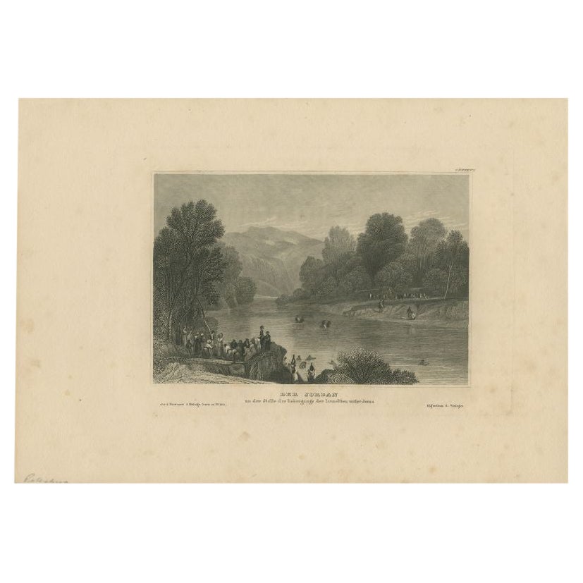 Impression ancienne du fleuve Jordan par Meyer, 1837