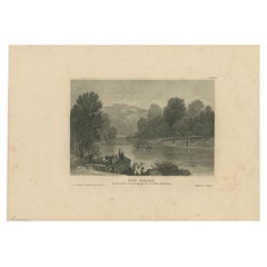 Antiker Druck des Jordan-Fluss von Meyer, 1837