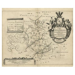 Antike Karte der Region Hennaarderadeel von Schotanus, 1664