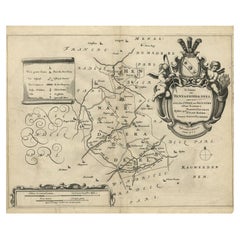 Antique Map of the Region of Hennaarderadeel by Schotanus, 1664