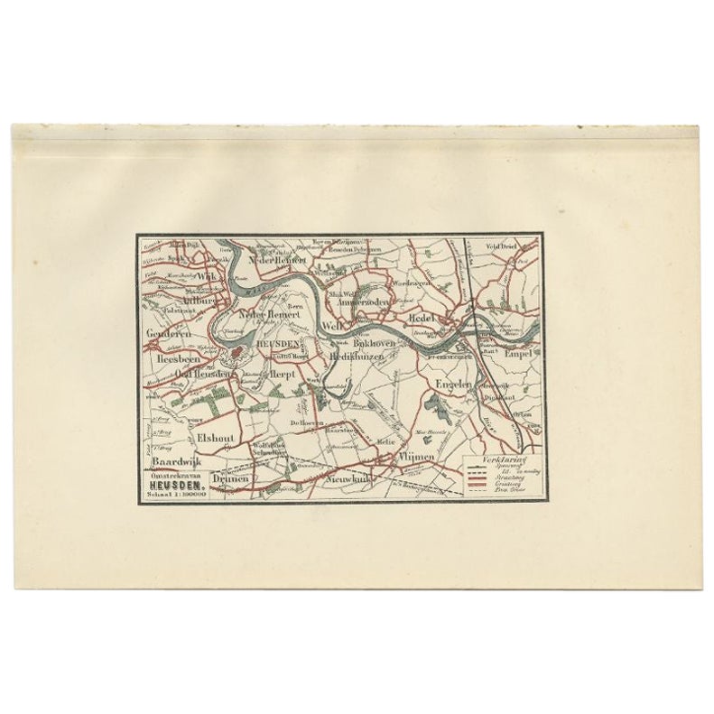 Antike Karte der Region Heusden von Craandijk, 1884 im Angebot