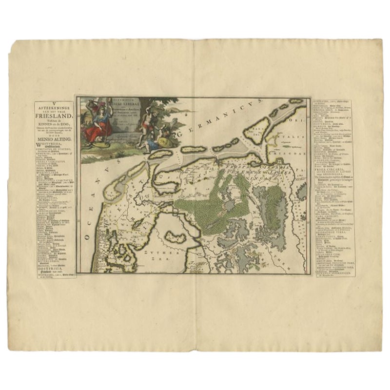 Antique Map of the Region of Kennemerland and Eems by Halma, 1718 For Sale