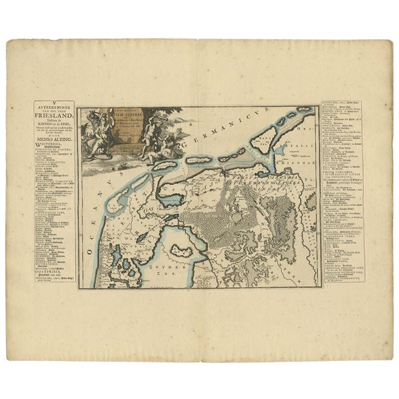 Antique Map of the Region of Kennemerland and Eems by Halma, 1718 For Sale