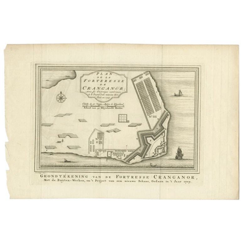Antique Print of the Kodungallur Fortress by Van Schley, 1755 For Sale