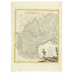 Antique Map of the Region of Languedoc, Foix, Roussillon and Rouergue by Zatta