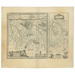 Antique Map of the Region of Loudun and Mirebeau by Janssonius, c.1650