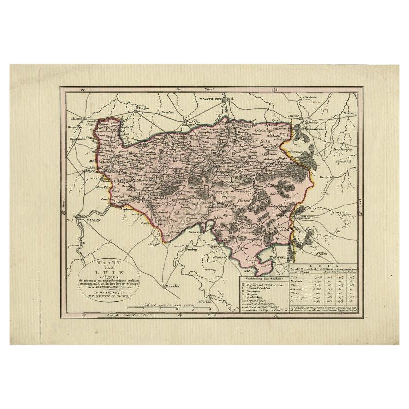 Antike Karte der Region Luik von Veelwaard, um 1840 im Angebot