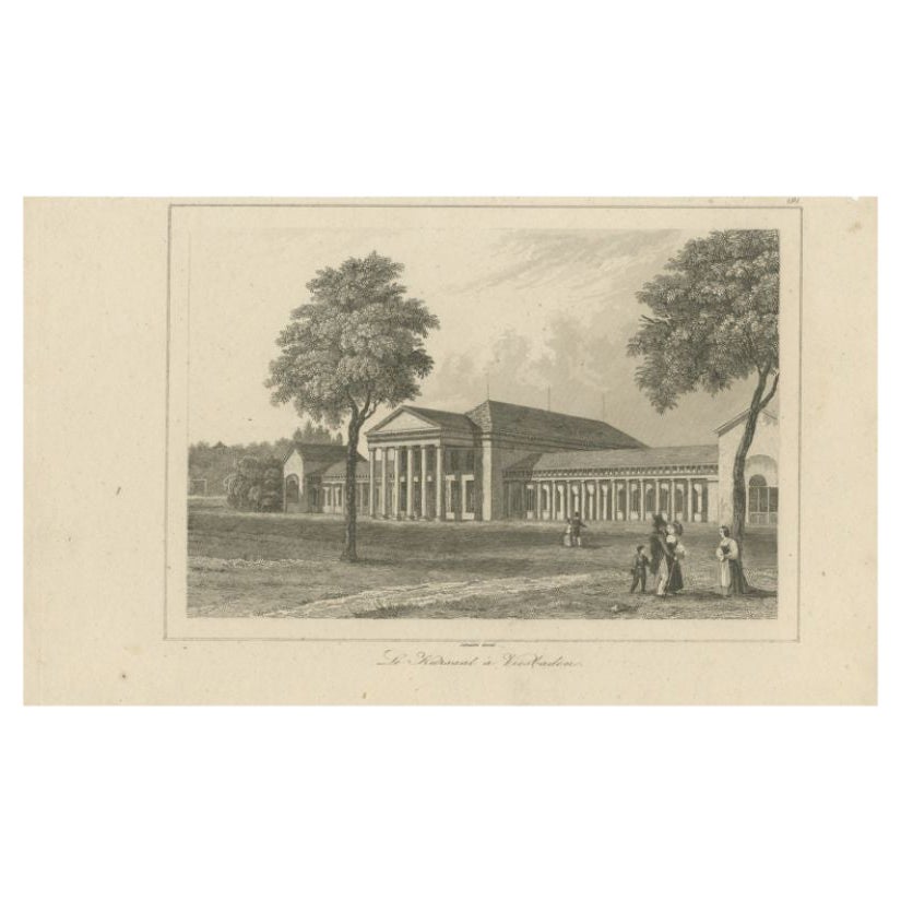 Antique print titled 'Le Kursaal a Viesbaden'. Original antique print of the Kurhaus in Wiesbaden, Hesse, Germany. This print originates from the volume 'Allemagne' from ' L'Univers Pittoresque' by Philippe Le Bas, 1838.

Artists and Engravers: