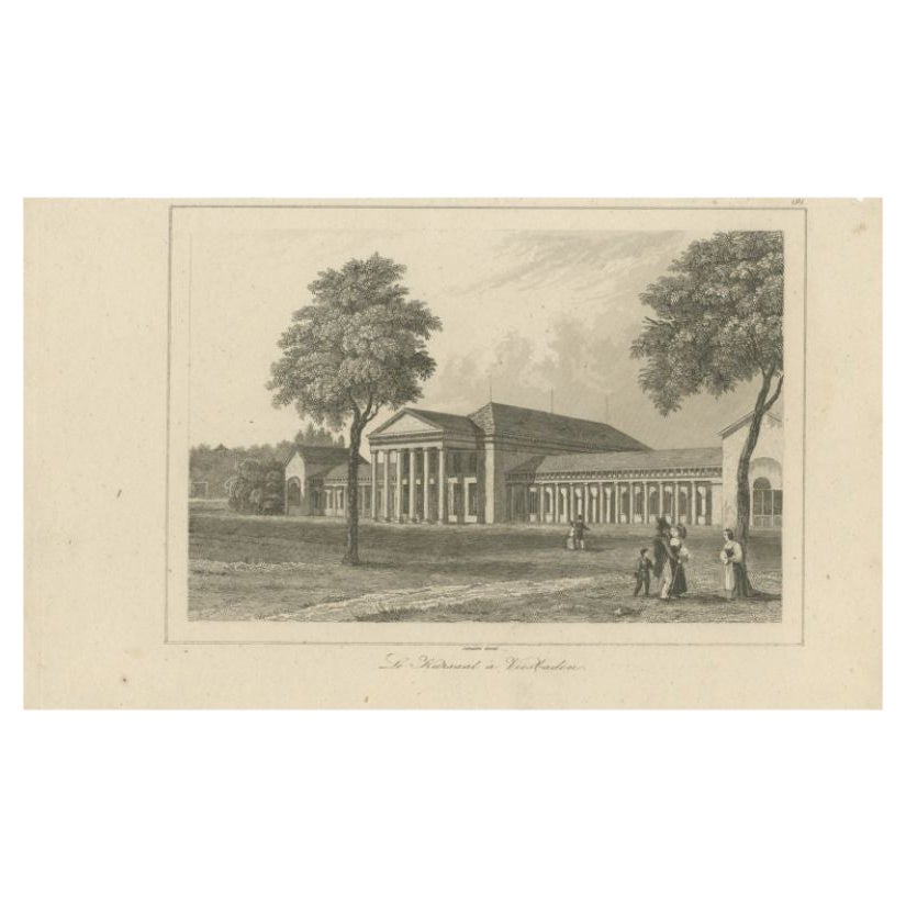 Antique print titled 'Le Kursaal a Viesbaden'. Original antique print of the Kurhaus in Wiesbaden, Hesse, Germany. This print originates from the volume 'Allemagne' from ' L'Univers Pittoresque' by Philippe Le Bas, 1838.

Artists and Engravers: