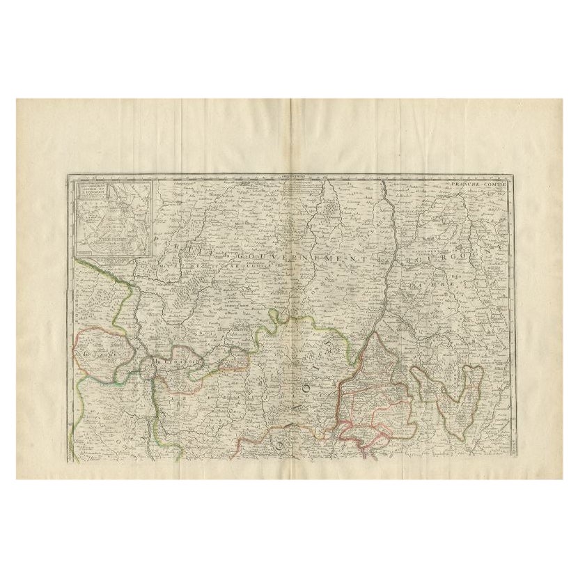 Antique Map of the Region of Lyonnais by Nolin, 1697 For Sale