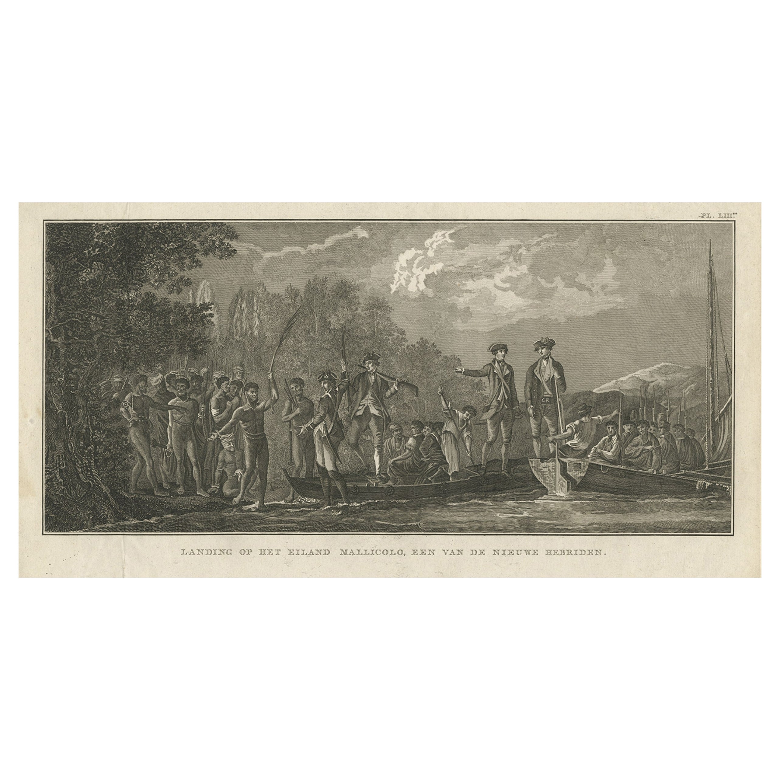 Antique Print of the Landing at Malakula Island, Vanuatu, by Cook, 1803 For Sale