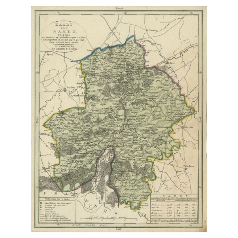 Antique Map of the Region of Namen by Veelwaard, c.1840 For Sale