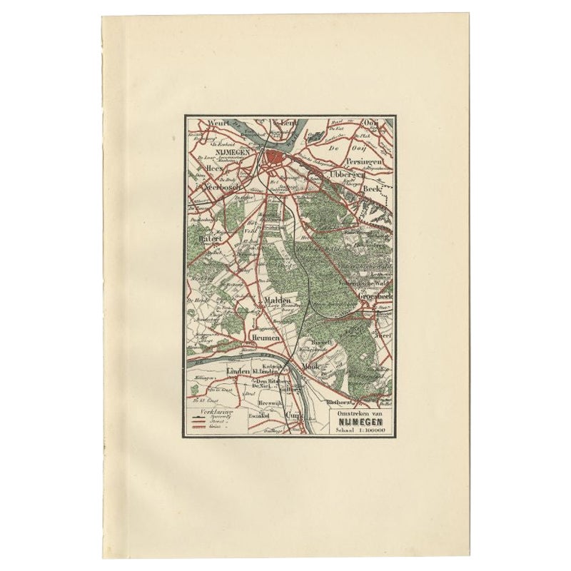 Antique Map of the Region of Nijmegen by Craandijk, 1884 For Sale