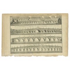 Antiker Druck der Londoner Brücke von Hogg, 1784