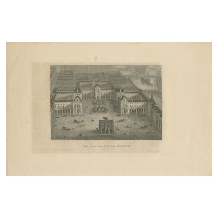 Antique Print of the Louvre Palace, c.1880 For Sale