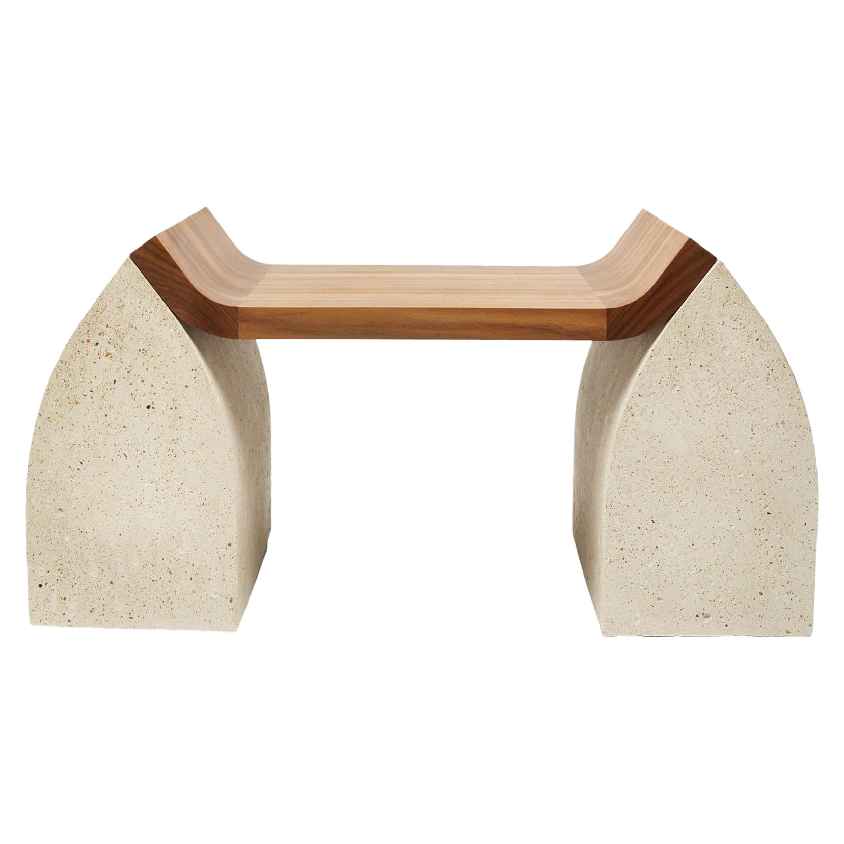 Traaf Contemporary Bench in Granito and American Walnut 