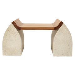 Traaf Contemporary Bench in Granito and American Walnut by Tim Vranken