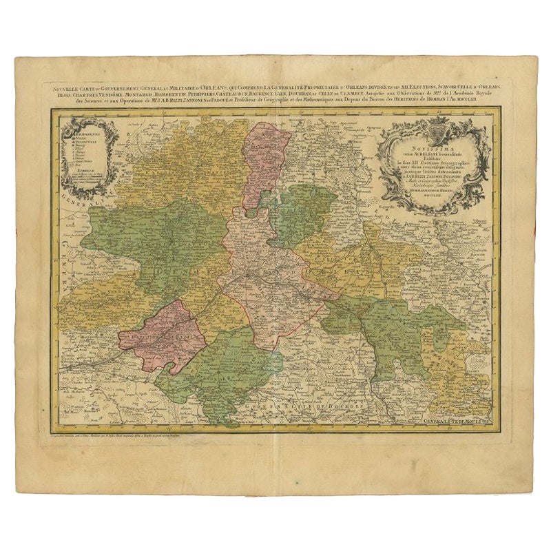 Antique Map of the Region of Orleans by Homann Heirs, c.1760 For Sale