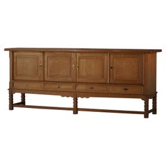 Danish Mid Century Rectangular Classic Brutalist Sideboard in Oak, ca 1960s