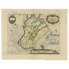 Carte ancienne de la région d'Hélelumer Oldeferd par Schotanus, 1664