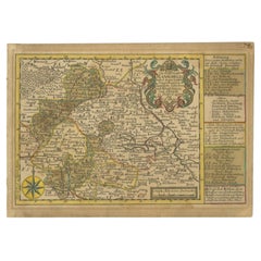 Antique Map of the Region of Mansfeld by Schreiber, 1749