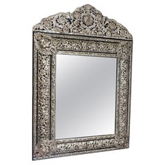 Hand Embossed Silver and Ebony Mirror in 17th Century taste