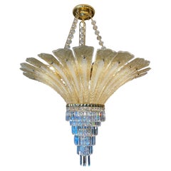 Very Large Italian Murano Gold Palm Chandelier