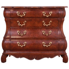 Baker Furniture Dutch Burled Walnut Bombe Chest or Commode