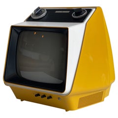 Space Age Retro Yellow Television T.V. Set by G. E. 1975 Works 