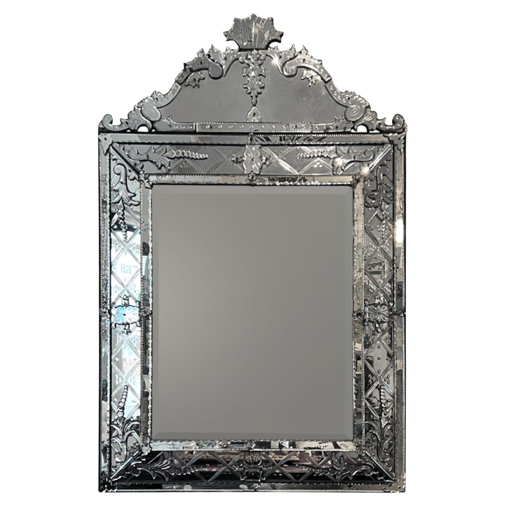 19th Century French Style Mirror with Etched Bird at 1stDibs