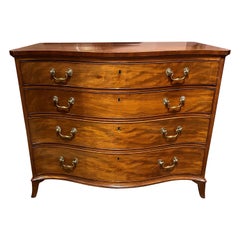 George III Mahogany Serpentine Dressing Commode w/ Fitted Leather Writing Slide