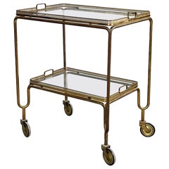 Italian Mid-Century Rectangular Bar Cart in Brass and Glass, 1950s