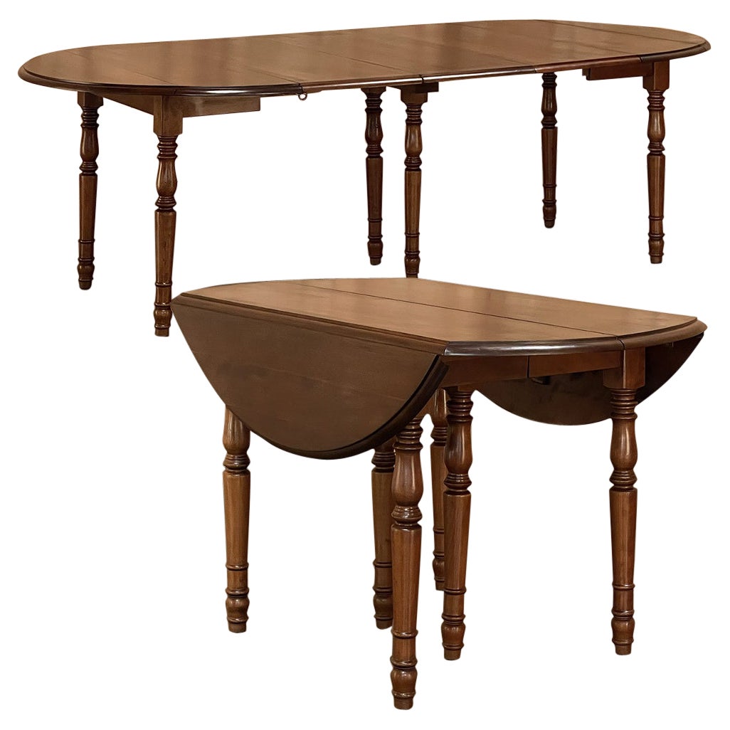19th Century French Cherrywood Drop Leaf Dining Table with Leaves For Sale