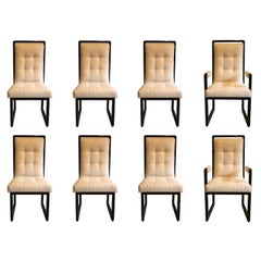 Postmodern Set of 8 Vladimir Kagan Cubist Upholstered Dining Chairs Signed