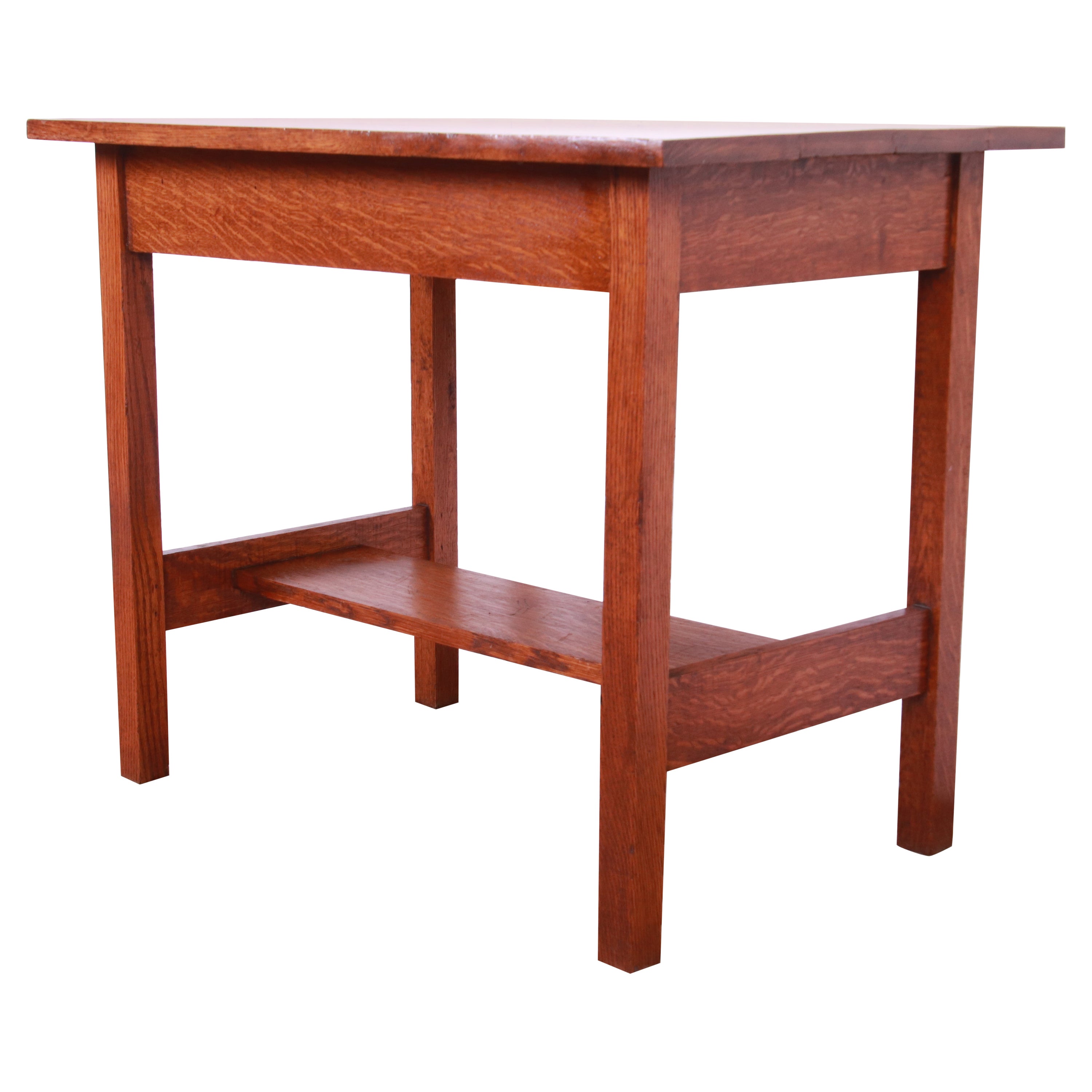 Antique Mission Oak Arts & Crafts Library Table or Writing Desk, Circa 1900