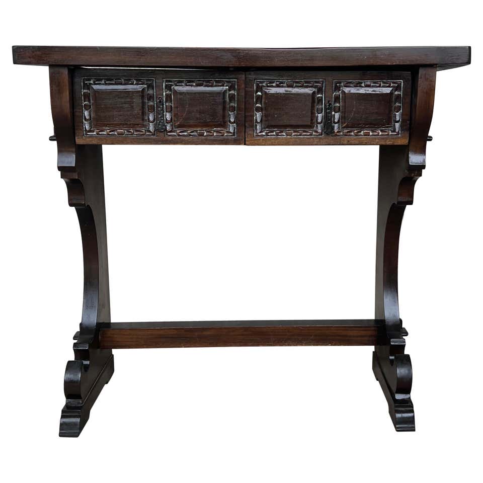 Antique Tall British Colonial Console Table with Mirrored Skirt For ...