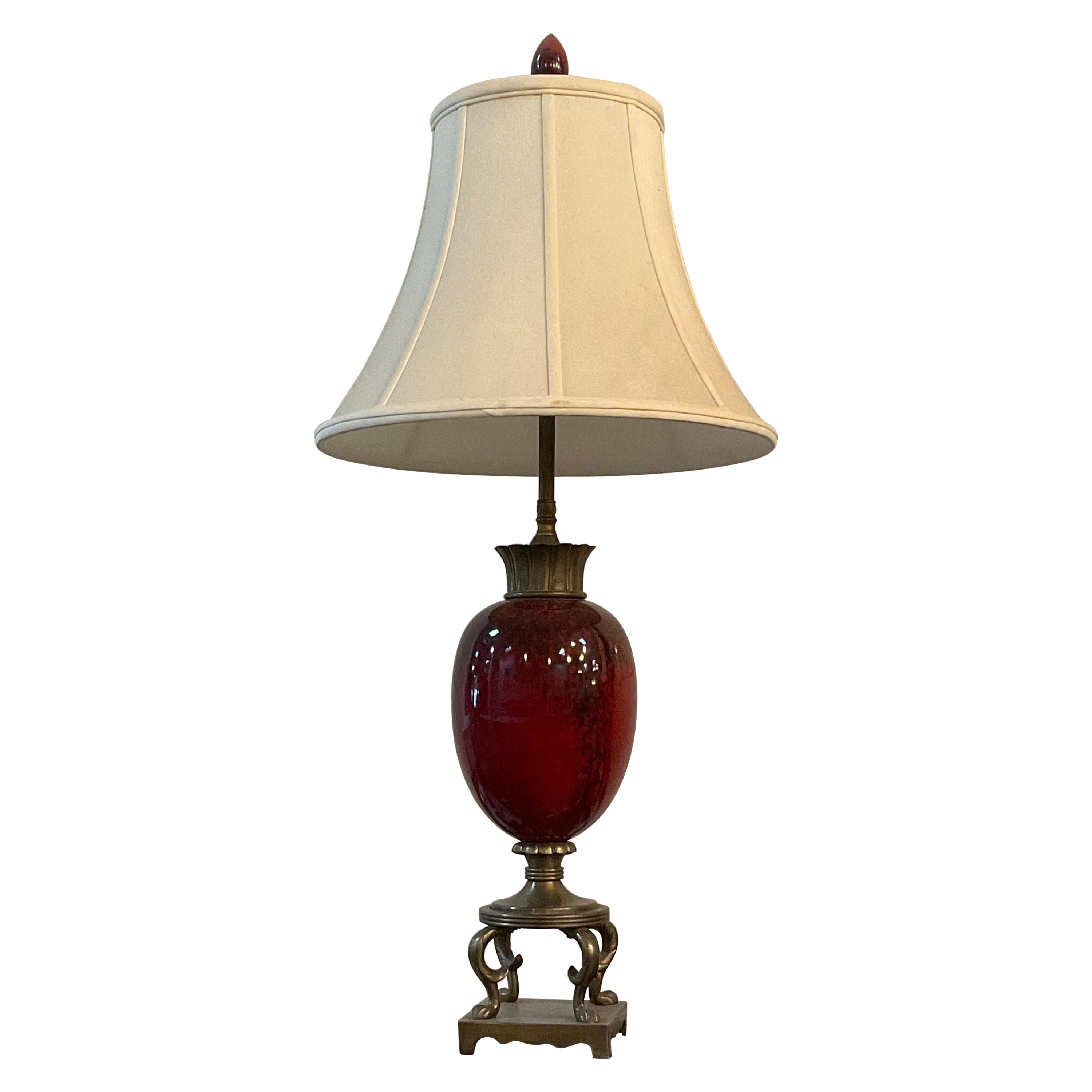 Mid 20th Century Bronze and Alabaster Lamp For Sale