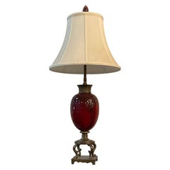 Lampe aus Bronze und Alabaster aus der Mitte des 20. Jahrhunderts