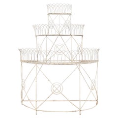French Demilune Three-Tier Iron Wire Plant Stand