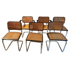 Ensemble de 4 chaises et 2 fauteuils Cesca de Marcel Breuer Édition italienne, 1980