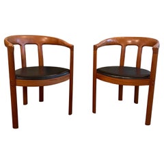 Pair of Danish Modern Teak Barrel Chairs
