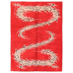 Antique Indian Dragon Design Rug. Size: 6 ft x 7 ft 10 in (1.83 m x 2.39 m)