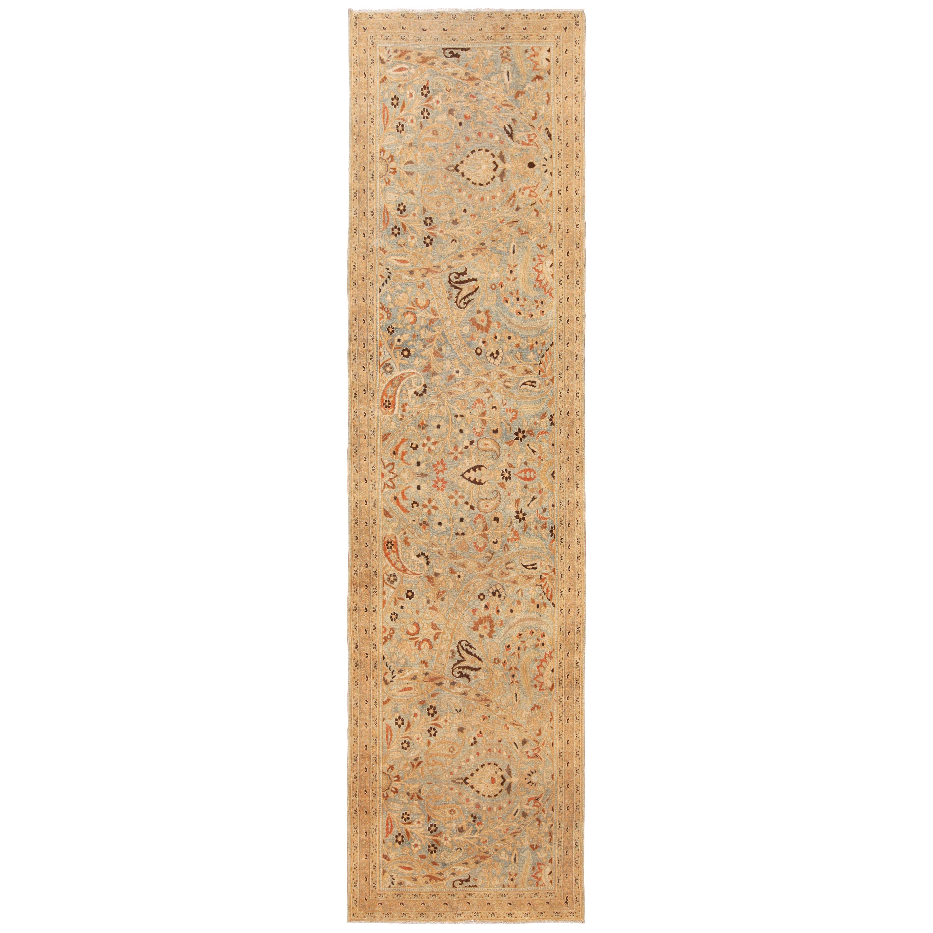 Tapis de couloir persan ancien du Khorassan. 3 pieds 10 pouces x 14 pieds 6 pouces