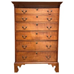New Hampshire Tiger Maple Six Drawer Tall Chest circa 1780