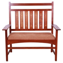 Stickley Harvey Ellis Collection Inlaid Cherry Wood Bench or Settee