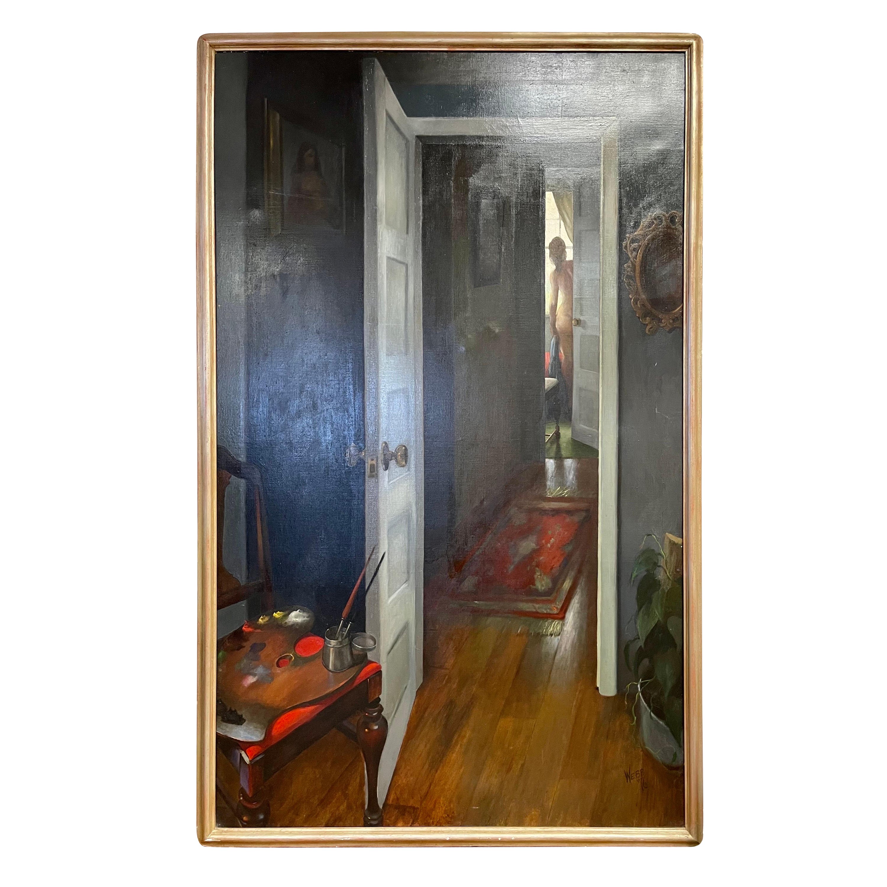 Original Signed Jeffrey R. Webb Painting Titled "Interior with Nude"