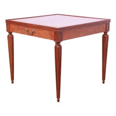 Baker Furniture French Regency Louis XVI Cherry and Burl Wood Tea Table