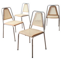 Brazilian 70s Steel and Straw chairs, Set of 4